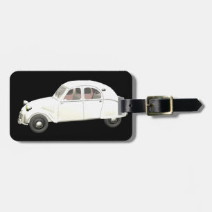 White Citroen 2CV - Addressfield leeg Bagagelabel