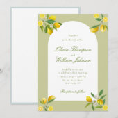 White Citrus Green Lemon Wedding Invitation (Devant / Derrière)