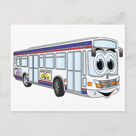 White City Bus Cartoon Briefkaart (Voorkant)