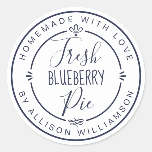 White Classic Homemade Blueberry Pie Label (Voorkant)