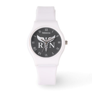 White Clean Medical Caduceus Geregistreerde Verple Horloge