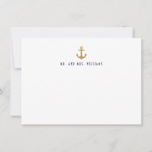 White Clean Nautical Anchor Custom Stationery Notitiekaartje