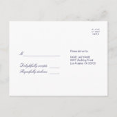 White Clean Navy Blue Lines Réponse RSVP Carte pos (Dos)