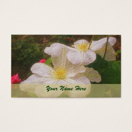White Clematis Flower Art Visitekaartjes (Voorkant)