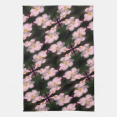 White Clematis Flower Pair Abstract Floral Pattern Theedoek (Verticaal)