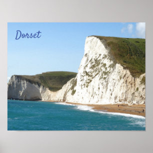 White Cliffs langs Jurassic Coast, Dorset, Engelan Poster