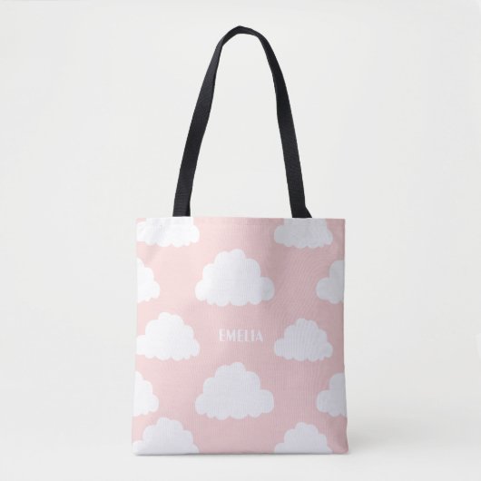 White Clouds Pattern Gepersonaliseerde Blush Canva Draagtas (Voorkant)