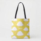 White Clouds Pattern Gepersonaliseerde Gele Canvas Draagtas (Voorkant)