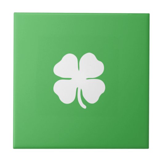 White Clover Leaf Ceramic Tile Tegeltje (Voorkant)