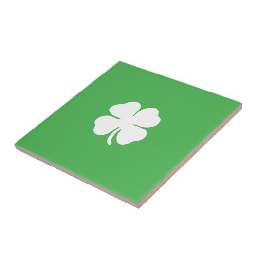 White Clover Leaf Ceramic Tile Tegeltje (Zijkant)