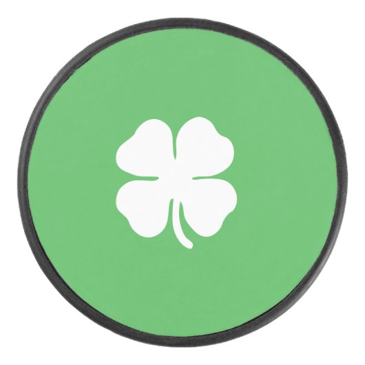 White Clover Leaf Hockey Puck (Voorkant)
