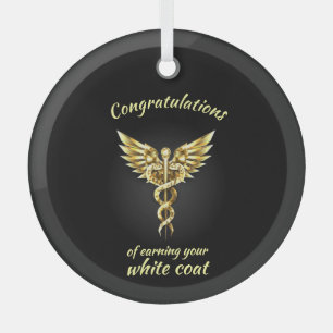 White Coat Ceremony Gold Medical Glas Ornament