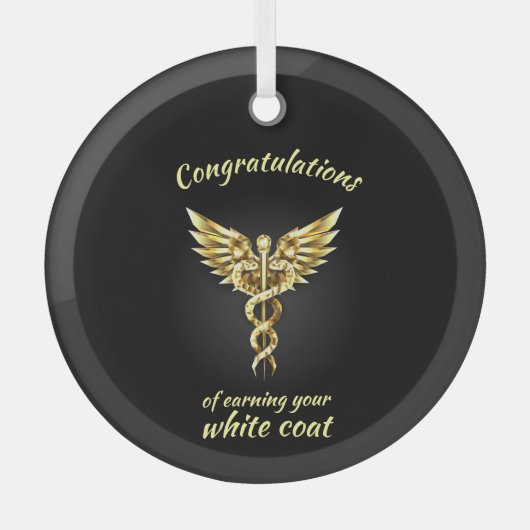 White Coat Ceremony Gold Medical Glas Ornament (Voorkant)