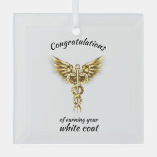 White Coat Ceremony Gold Medical Glas Ornament