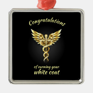 White Coat Ceremony Gold Medical Metalen Ornament