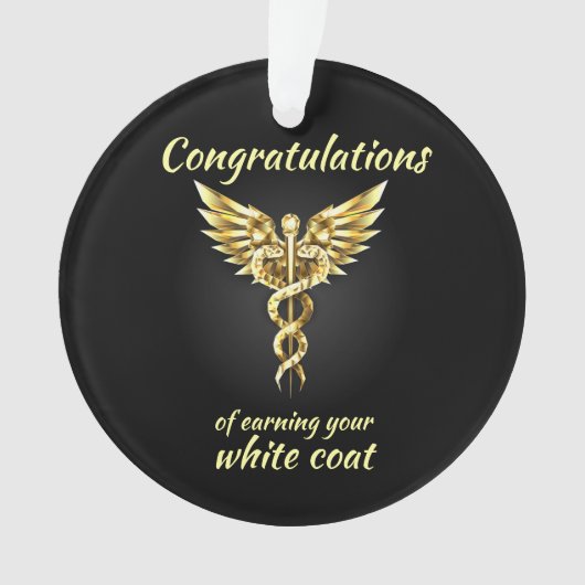 White Coat Ceremony Gold Medical Ornament (voorkant)