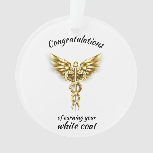White Coat Ceremony Gold Medical Ornament (voorkant)