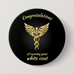 White Coat Ceremony Gold Medical Ronde Button 7,6 Cm