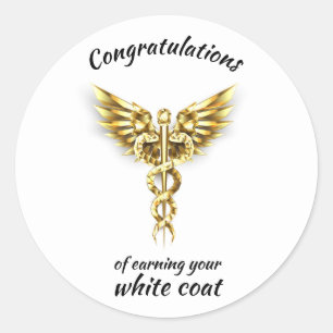 White Coat Ceremony Gold Medical Ronde Sticker