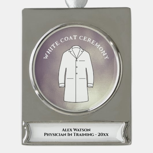 White Coat Ceremony Keepomwille Arts Doctor Verzilverd Banner Ornament (Voorkant)