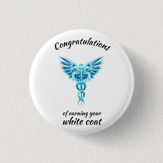 White Coat Ceremony Kristal Medisch  Ronde Button 3,2 Cm (Voorkant)