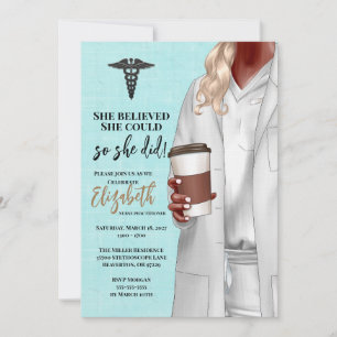 White Coat Médicale School Graduation Invitation