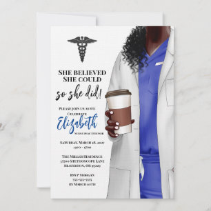 White Coat Médicale School Graduation Invitation