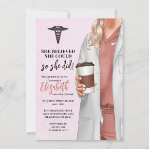 White Coat Médicale School Graduation Invitation