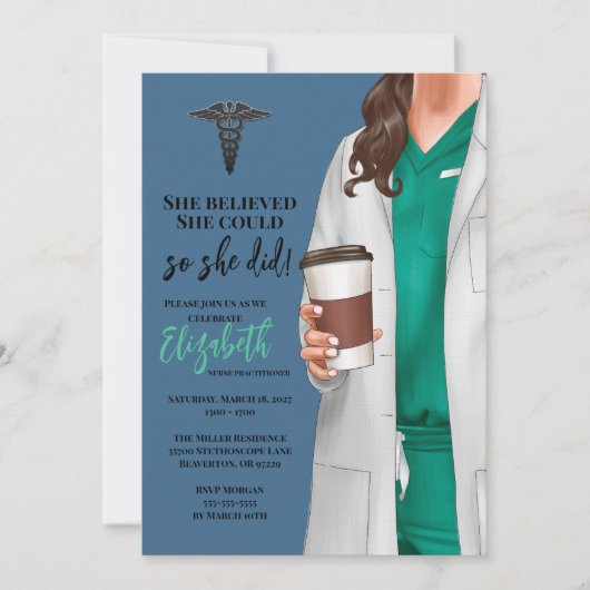 White Coat Médicale School Graduation Invitation (Devant)