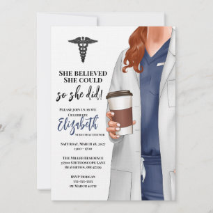 White Coat Médicale School Graduation Invitation