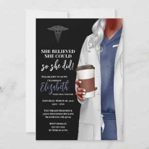 White Coat Médicale School Graduation Invitation