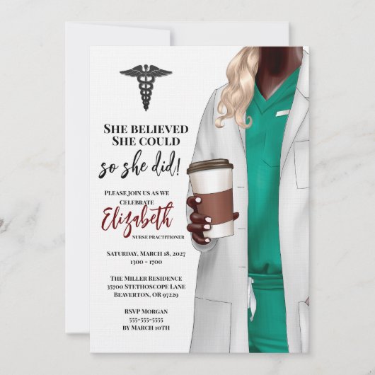 White Coat Médicale School Graduation Invitation (Devant)