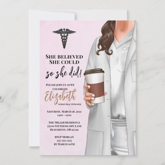 White Coat Médicale School Graduation Invitation (Devant)