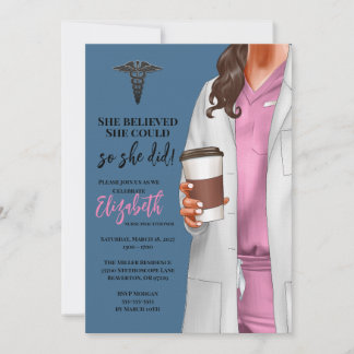 White Coat Médicale School Graduation Invitation