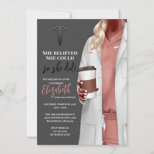 White Coat Médicale School Graduation Invitation (Devant)