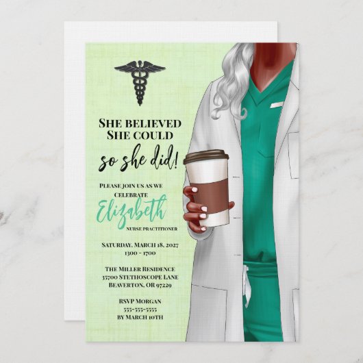 White Coat Médicale School Graduation Invitation (Devant / Derrière)