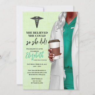 White Coat Médicale School Graduation Invitation