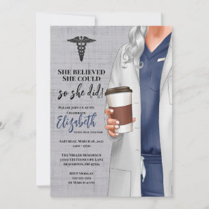 White Coat Médicale School Graduation Invitation