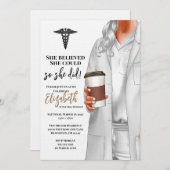 White Coat Médicale School Graduation Invitation (Devant / Derrière)