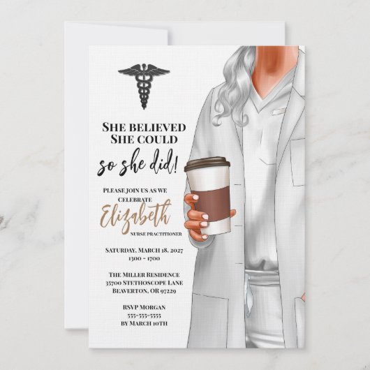 White Coat Médicale School Graduation Invitation (Devant)