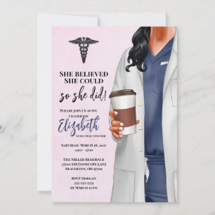 White Coat Médicale School Graduation Invitation