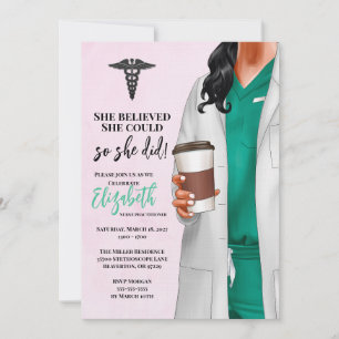 White Coat Médicale School Graduation Invitation