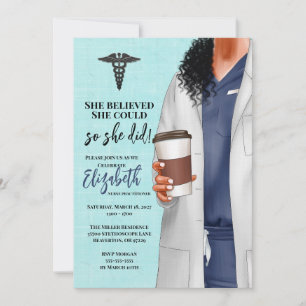 White Coat Médicale School Graduation Invitation