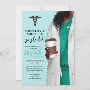 White Coat Médicale School Graduation Invitation