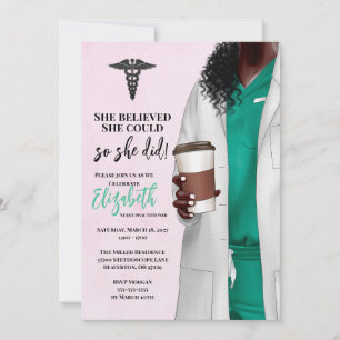 White Coat Médicale School Graduation Invitation
