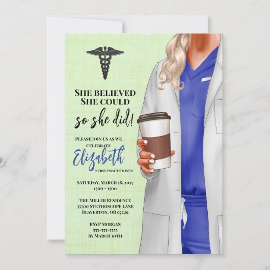 White Coat Médicale School Graduation Invitation (Devant)