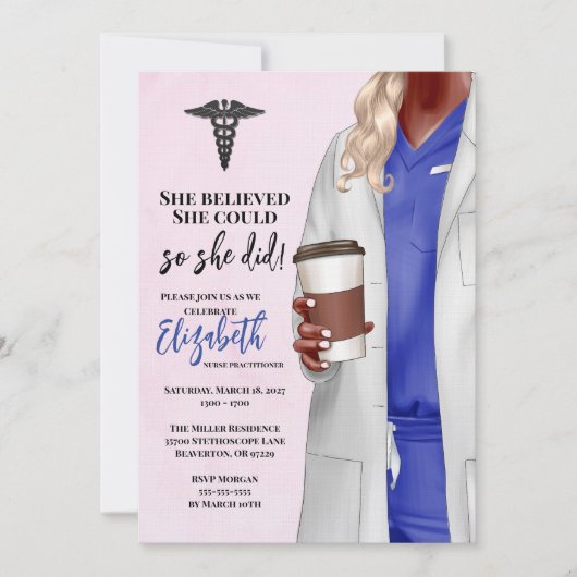 White Coat Médicale School Graduation Invitation (Devant)