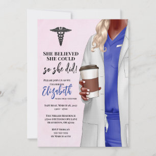 White Coat Médicale School Graduation Invitation