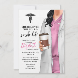 White Coat Médicale School Graduation Invitation