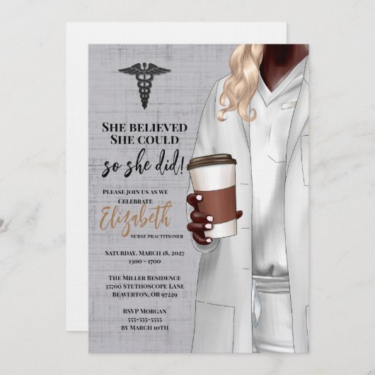White Coat Médicale School Graduation Invitation (Devant / Derrière)
